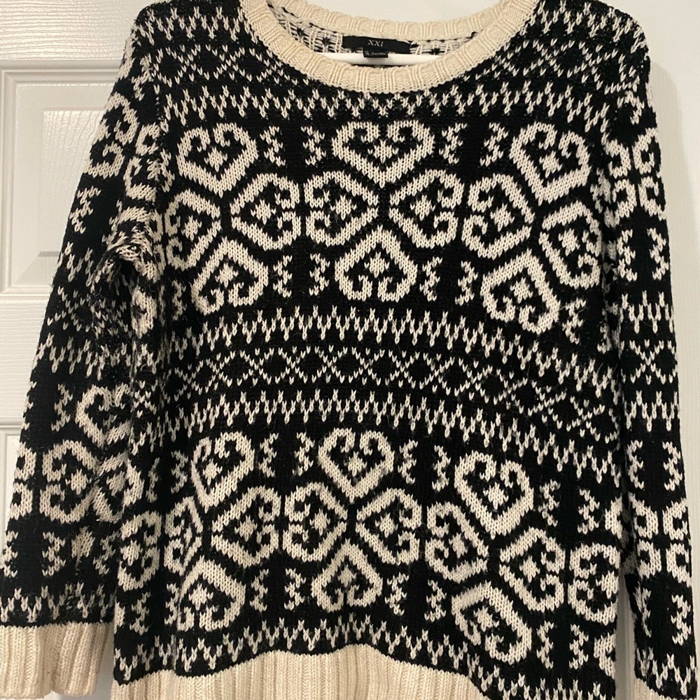 White and black sweater